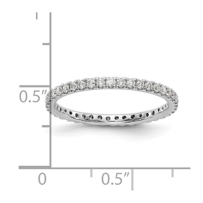 Solid Real 14k White Gold Polished U Shared Prong 1/2ct CZ Eternity Wedding Band Ring