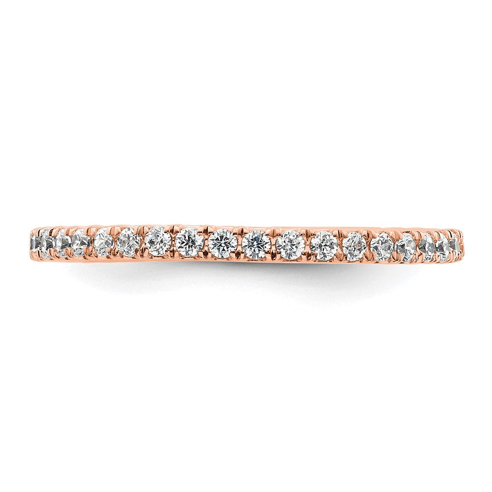 Solid Real 14k Rose Gold Polished U Shared Prong 1/2ct CZ Eternity Wedding Band Ring