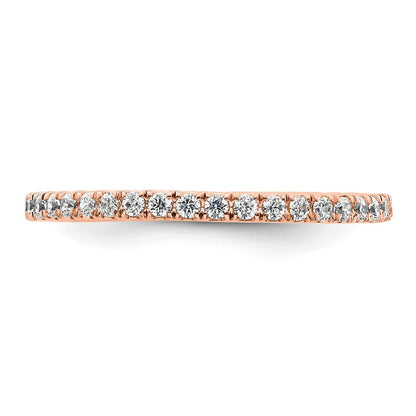 Solid Real 14k Rose Gold Polished U Shared Prong 1/2ct CZ Eternity Wedding Band Ring