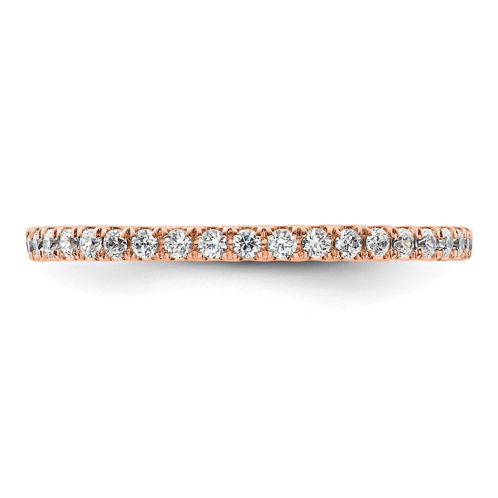 Solid Real 14k Rose Gold Polished U Shared Prong 1/2ct CZ Eternity Wedding Band Ring