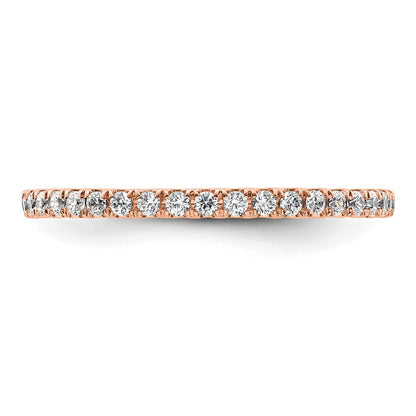 Solid Real 14k Rose Gold Polished U Shared Prong 1/2ct CZ Eternity Wedding Band Ring