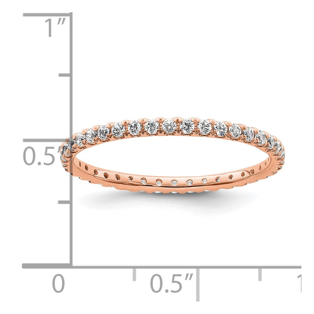 Solid Real 14k Rose Gold Polished U Shared Prong 1/2ct CZ Eternity Wedding Band Ring