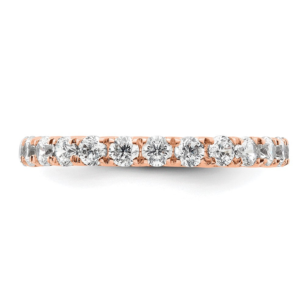 Solid Real 14k Rose Gold Polished U Shared Prong 1ct CZ Eternity Wedding Band Ring