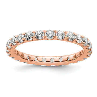 Solid Real 14k Rose Gold Polished U Shared Prong 1ct CZ Eternity Wedding Band Ring