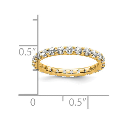 Solid Real 14k Polished U Shared Prong 1ct CZ Eternity Wedding Band Ring