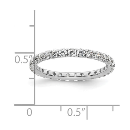 Solid Real 14k White Gold Polished U Shared Prong 1ct CZ Eternity Wedding Band Ring