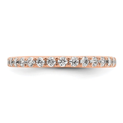Solid Real 14k Rose Gold Polished U Shared Prong 1ct CZ Eternity Wedding Band Ring
