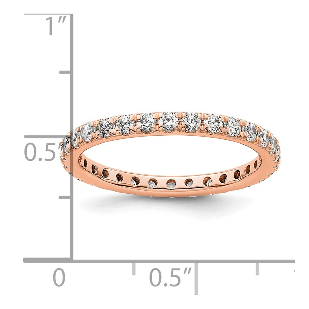 Solid Real 14k Rose Gold Polished U Shared Prong 1ct CZ Eternity Wedding Band Ring