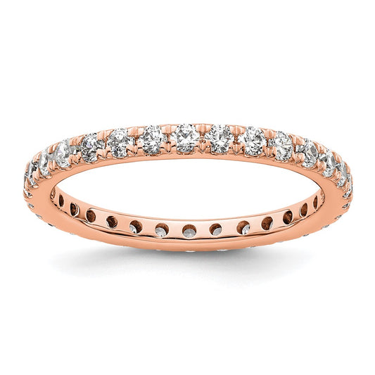 Solid Real 14k Rose Gold Polished U Shared Prong 1ct CZ Eternity Wedding Band Ring