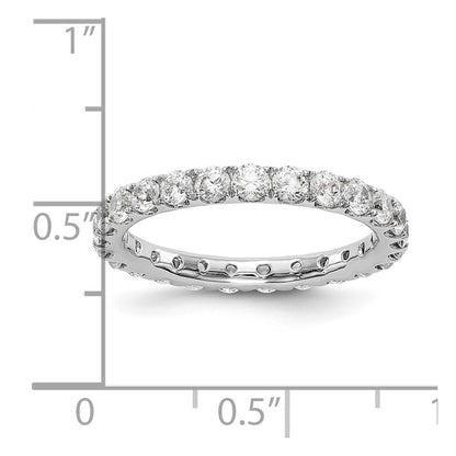 Solid Real 14k White Gold U Shared Prong CZ Eternity Wedding Band Ring