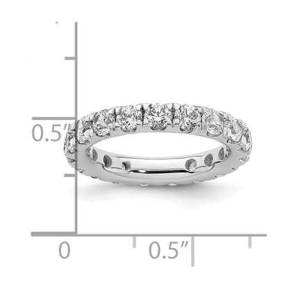 Solid Real 14k White Gold Polished U Shared Prong 2ct CZ Eternity Wedding Band Ring