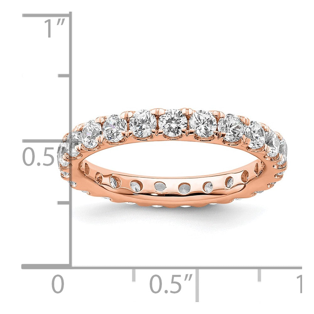Solid Real 14k Rose Gold Polished U Shared Prong 2ct CZ Eternity Wedding Band Ring