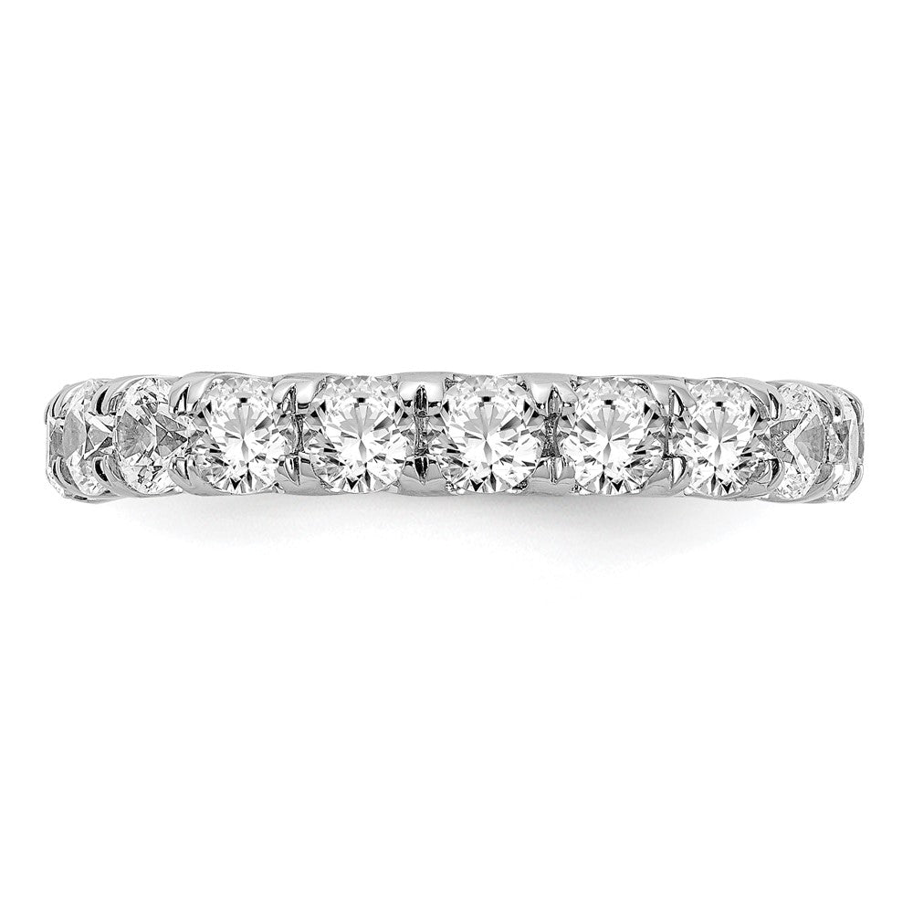 Solid Real 14k White Gold Polished U Shared Prong 3ct CZ Eternity Wedding Band Ring