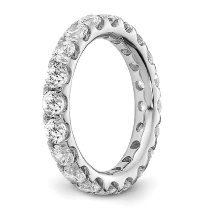 Solid Real 14k White Gold Polished U Shared Prong 3ct CZ Eternity Wedding Band Ring