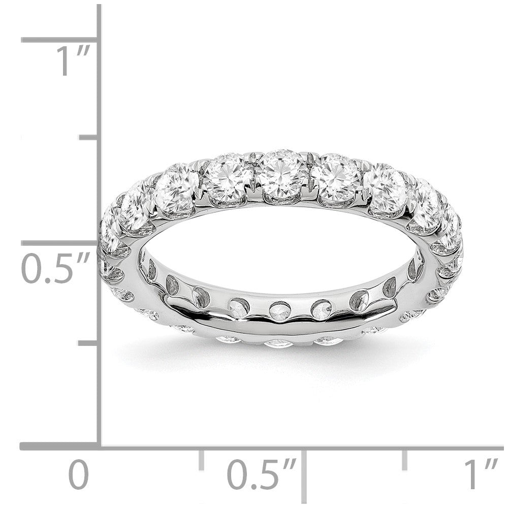 Solid Real 14k White Gold Polished U Shared Prong 3ct CZ Eternity Wedding Band Ring