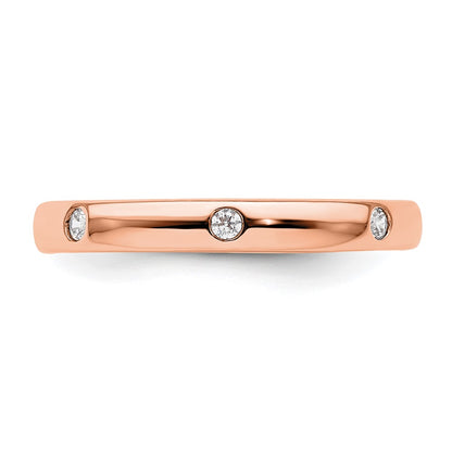 14k Rose Gold 1/10CT Polished Bezel Set Diamond Eternity Band