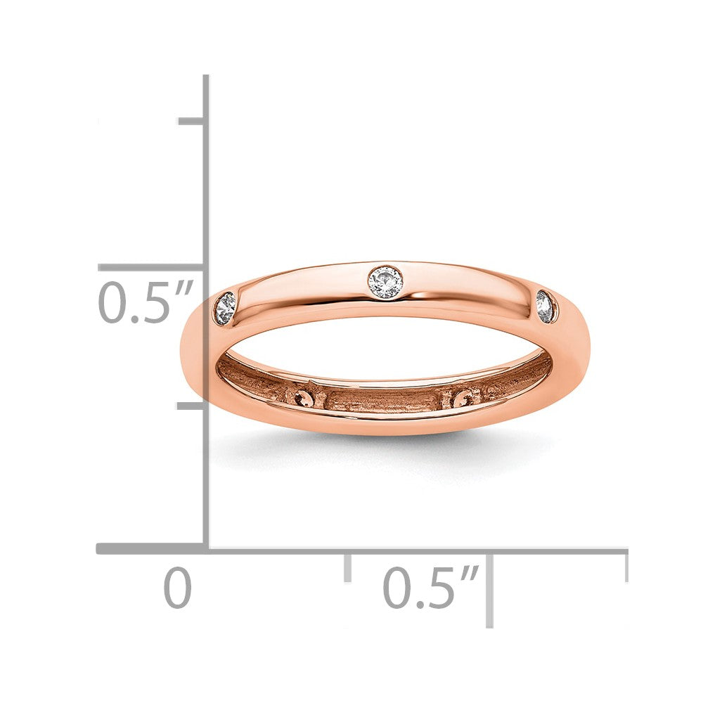 14k Rose Gold 1/10CT Polished Bezel Set Diamond Eternity Band