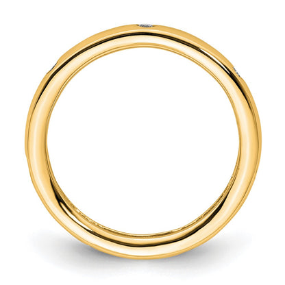 Solid Real 14k 1/10CT Polished Bezel Set CZ Eternity Wedding Band Ring