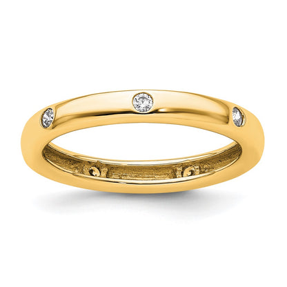 14k Yellow Gold 1/10CT Polished Bezel Set Diamond Eternity Band