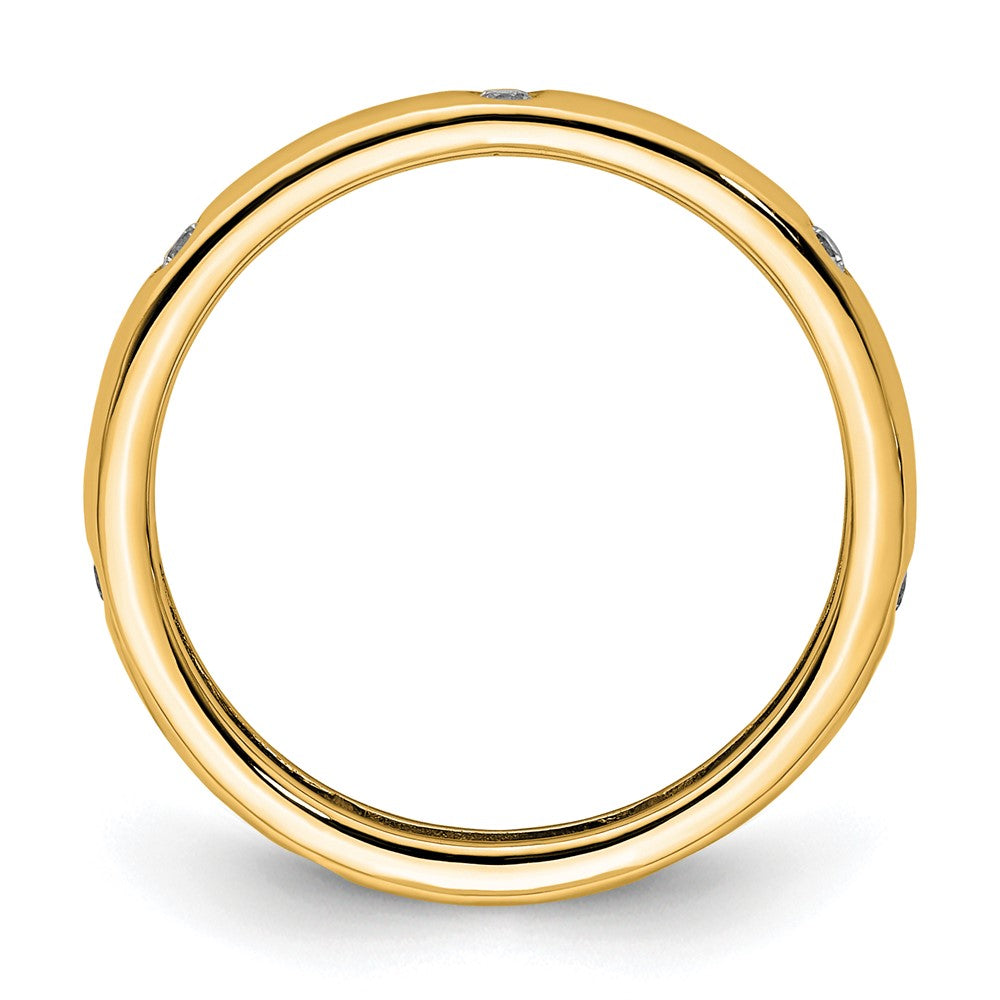 Solid Real 14k 1/10CT Polished Bezel Set CZ Eternity Wedding Band Ring