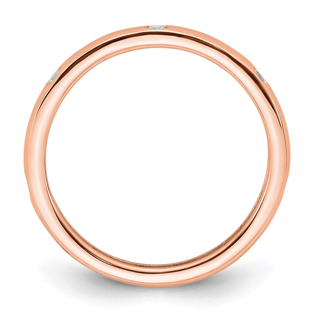 Solid Real 14k Rose Gold 1/10CT Polished Bezel Set CZ Eternity Wedding Band Ring