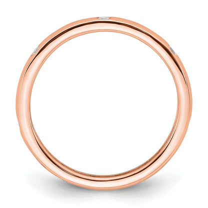 Solid Real 14k Rose Gold 1/10CT Polished Bezel Set CZ Eternity Wedding Band Ring