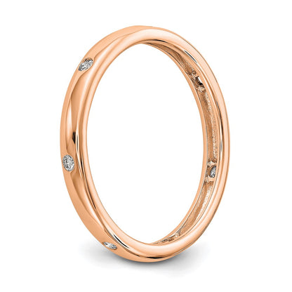 Solid Real 14k Rose Gold 1/10CT Polished Bezel Set CZ Eternity Wedding Band Ring