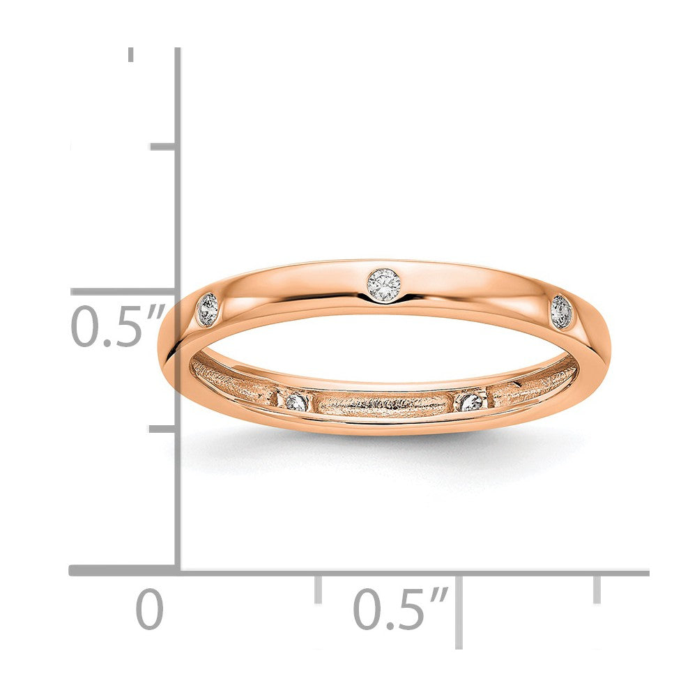 Solid Real 14k Rose Gold 1/10CT Polished Bezel Set CZ Eternity Wedding Band Ring