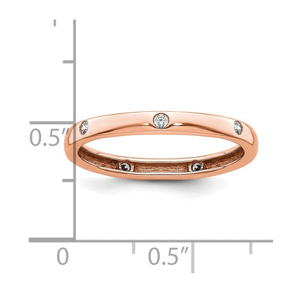 Solid Real 14k Rose Gold 1/10CT Polished Bezel Set CZ Eternity Wedding Band Ring