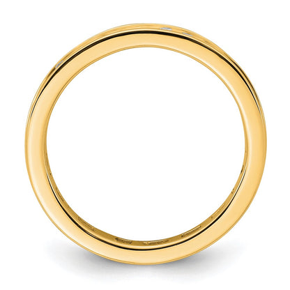 Solid Real 14k Polished 1/2ct Channel Set CZ Eternity Wedding Band Ring