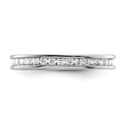 Solid Real 14k White Gold Polished 1/2ct Channel Set CZ Eternity Wedding Band Ring