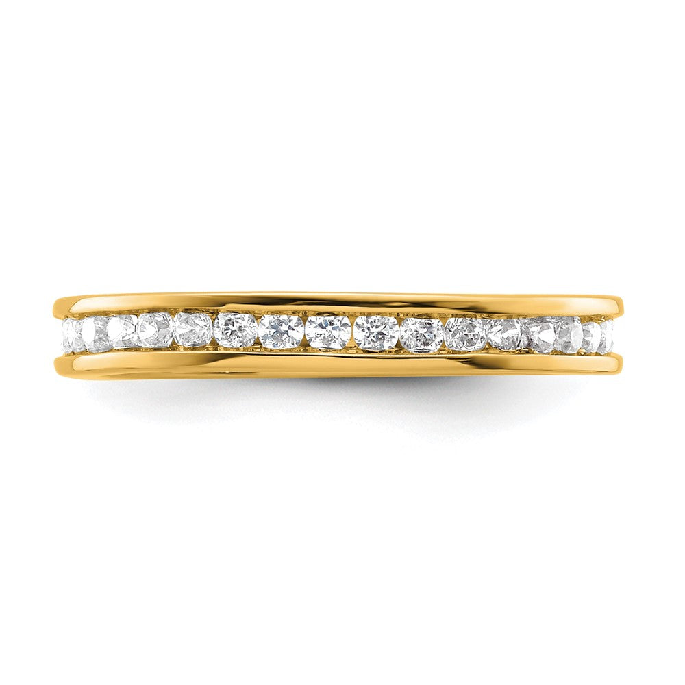 Solid Real 14k Polished 1/2ct Channel Set CZ Eternity Wedding Band Ring