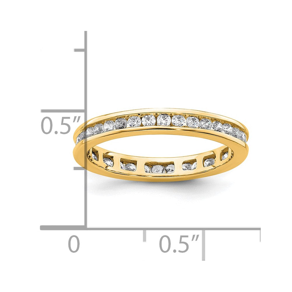 Solid Real 14k Polished 1/2ct Channel Set CZ Eternity Wedding Band Ring