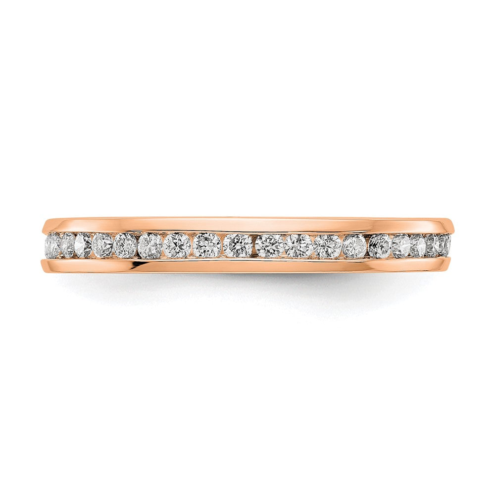 Solid Real 14k Rose Gold Polished 1/2ct Channel Set CZ Eternity Wedding Band Ring
