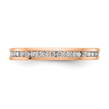 Solid Real 14k Rose Gold Polished 1/2ct Channel Set CZ Eternity Wedding Band Ring