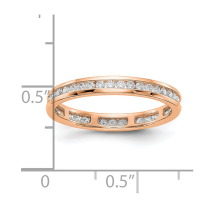 Solid Real 14k Rose Gold Polished 1/2ct Channel Set CZ Eternity Wedding Band Ring