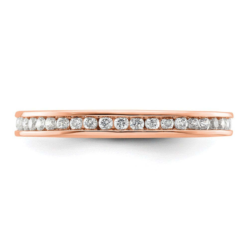 Solid Real 14k Rose Gold Polished 1/2ct Channel Set CZ Eternity Wedding Band Ring