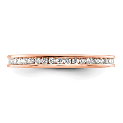 Solid Real 14k Rose Gold Polished 1/2ct Channel Set CZ Eternity Wedding Band Ring