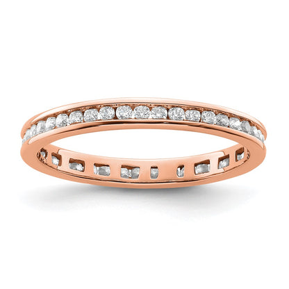 Solid Real 14k Rose Gold Polished 1/2ct Channel Set CZ Eternity Wedding Band Ring