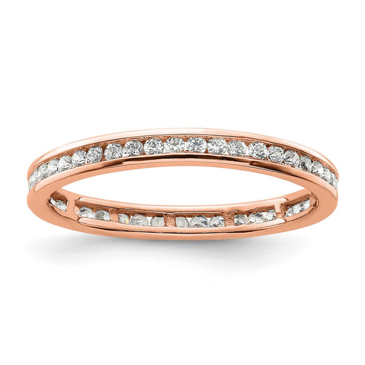 Solid Real 14k Rose Gold Polished 1/2ct Channel Set CZ Eternity Wedding Band Ring