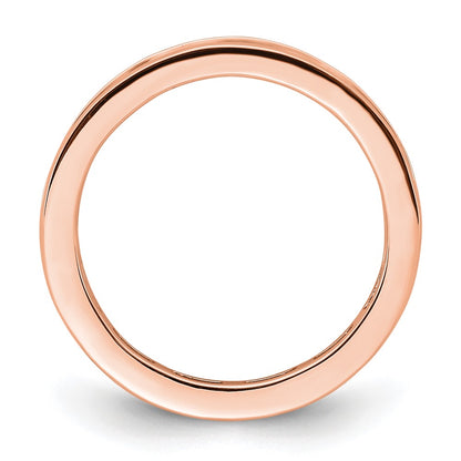 Solid Real 14k Rose Gold Polished 1ct Channel Set CZ Eternity Wedding Band Ring