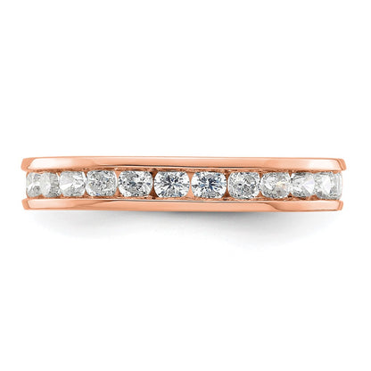 Solid Real 14k Rose Gold Polished 1ct Channel Set CZ Eternity Wedding Band Ring