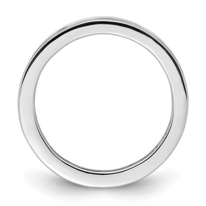 Solid Real 14k White Gold Polished 1ct Channel Set CZ Eternity Wedding Band Ring