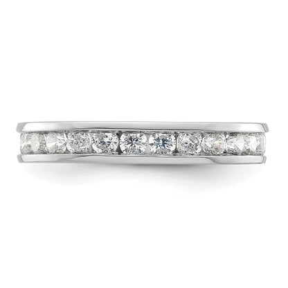 Solid Real 14k White Gold Polished 1ct Channel Set CZ Eternity Wedding Band Ring