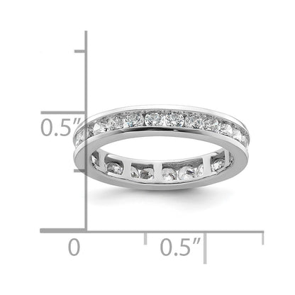 Solid Real 14k White Gold Polished 1ct Channel Set CZ Eternity Wedding Band Ring