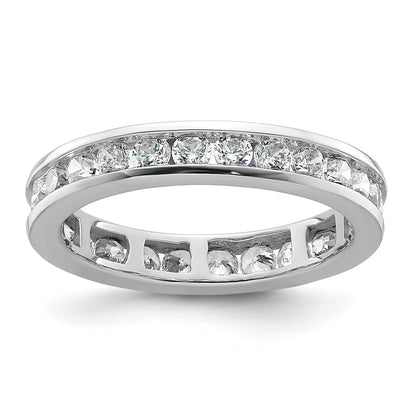Solid Real 14k White Gold Polished 1ct Channel Set CZ Eternity Wedding Band Ring