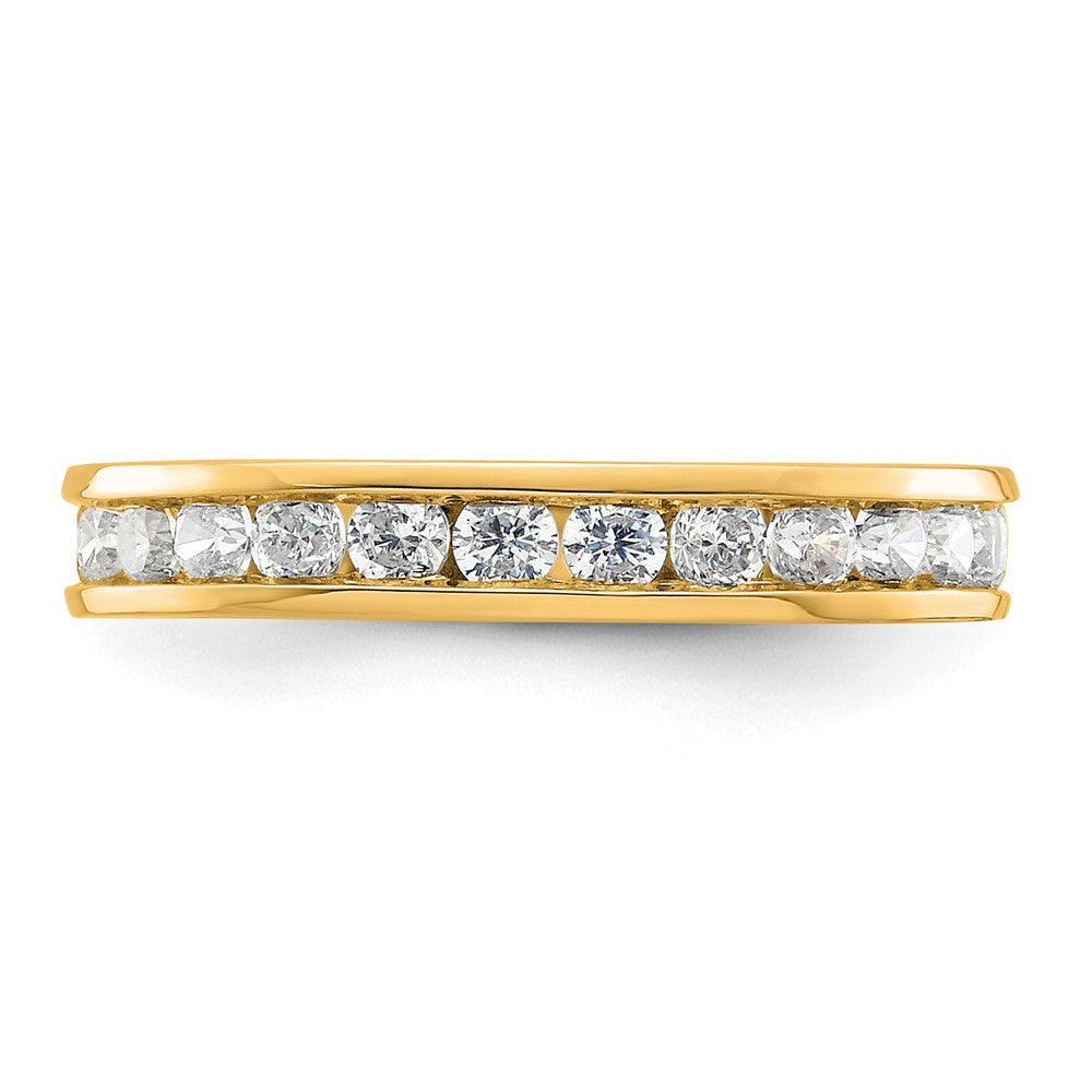 Solid Real 14k Polished 1ct Channel Set CZ Eternity Wedding Band Ring