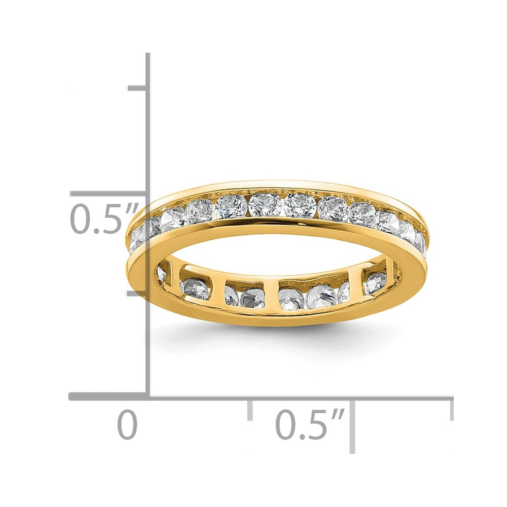 Solid Real 14k Polished 1ct Channel Set CZ Eternity Wedding Band Ring