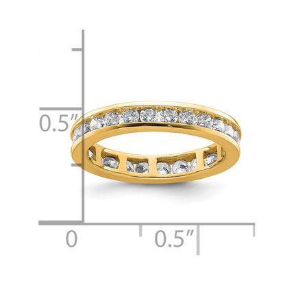 Solid Real 14k Polished 1ct Channel Set CZ Eternity Wedding Band Ring