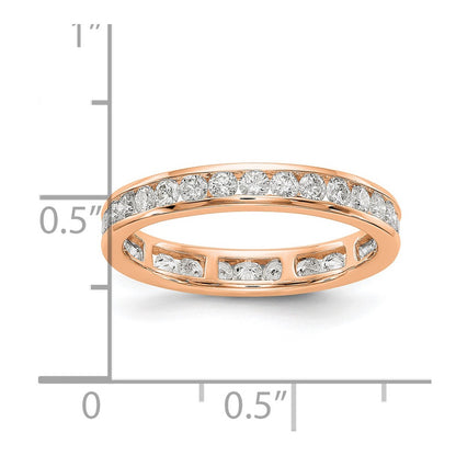 Solid Real 14k Rose Gold Polished 1ct Channel Set CZ Eternity Wedding Band Ring